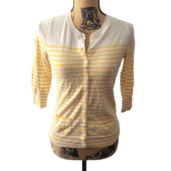 XS Gap yellow and white striped half-sleeve cardigan, good condition - Picture 1 of 4